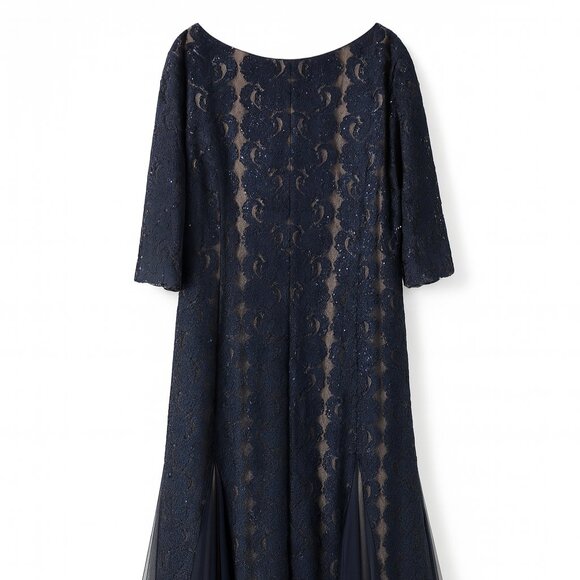 Alex Evenings Navy Lace & Sparkle V-Neck Maxi Dress- Size 22W - Picture 2 of 5